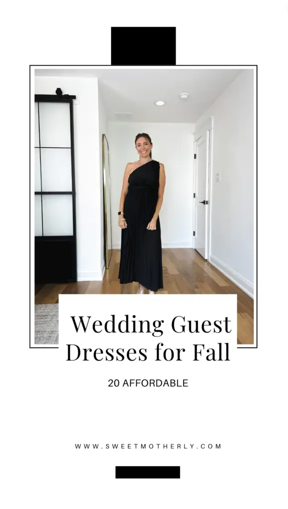 20-Affordable-Wedding-Guest-Dresses-for-Fall - Sweet Motherly A woman in black dress standing on the floor.